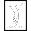 Hochzeitsgeschenk mit Namen | Line-Art Motiv „Händchenhalten“