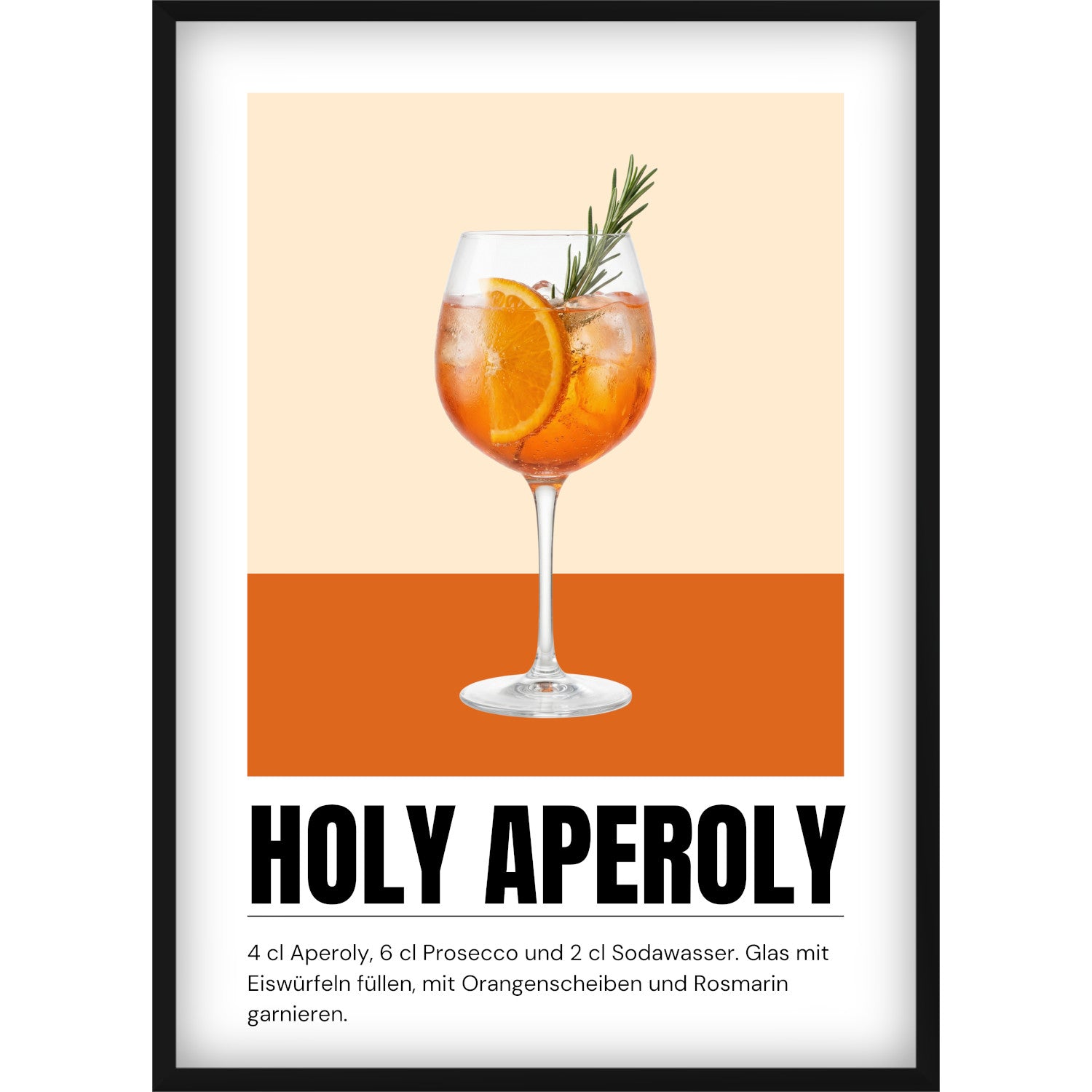 Poster "Holy Aperoly" mit Rezept – Farbenfrohe Küchen-Wanddeko – Modernes Cocktail-Bild für Bar, Balkon & Wohnzimmer