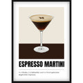 Espresso Martini Poster mit Rezept – Stilvolle Küchen-Deko & Wandbild für die Hausbar – Modernes Cocktail-Print Design