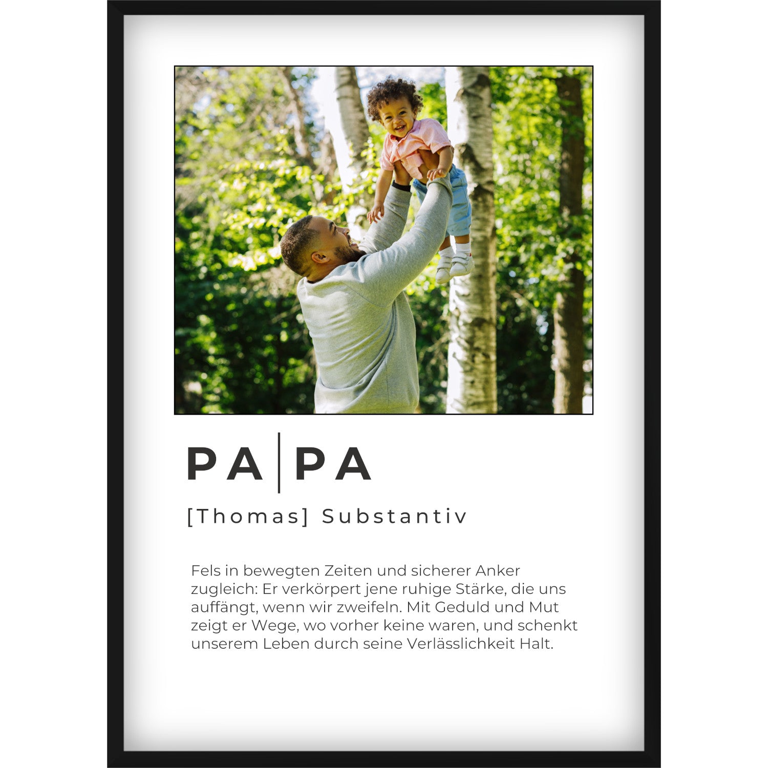 Personalisiertes Papa Definition Poster – Individuelles Foto-Geschenk mit Name & emotionalem Spruch zum Vatertag oder Geburtstag