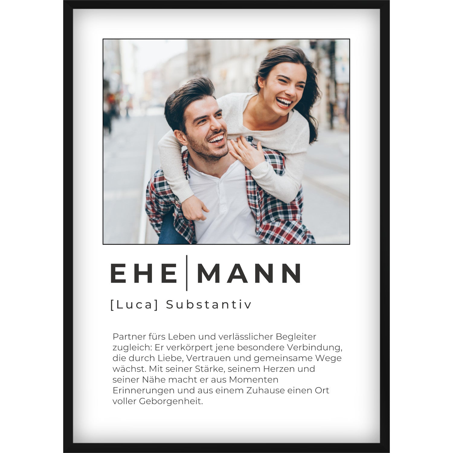 Personalisiertes Ehemann Definition Poster – Individuelles Foto-Geschenk mit Name & emotionalem Spruch zum Jahrestag, Valentinstag, Geburtstag oder als Überraschung