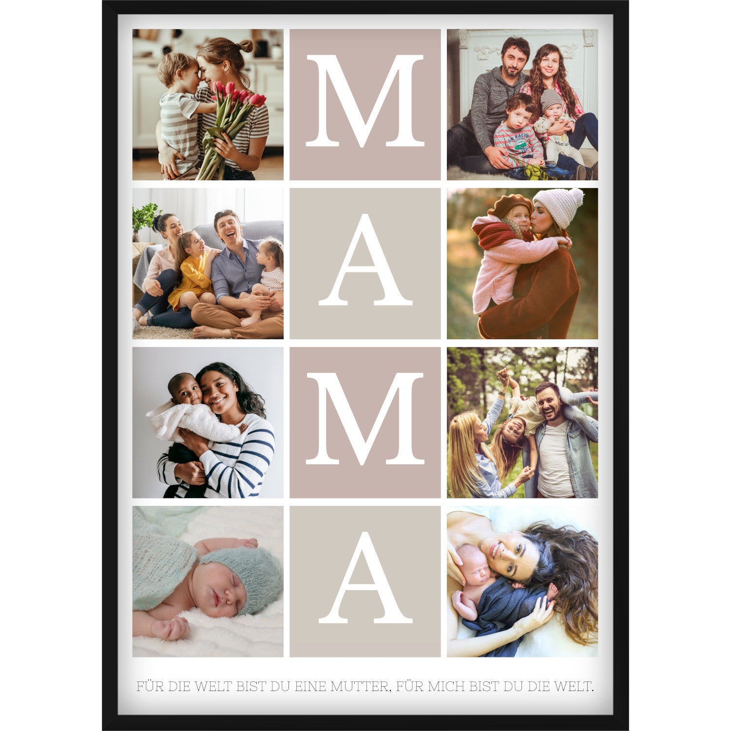 Personalisiertes Mama Foto-Collage Poster – Individuelles Geschenk mit 8 Fotos & emotionalem Spruch zum Muttertag, Geburtstag oder als Überraschung