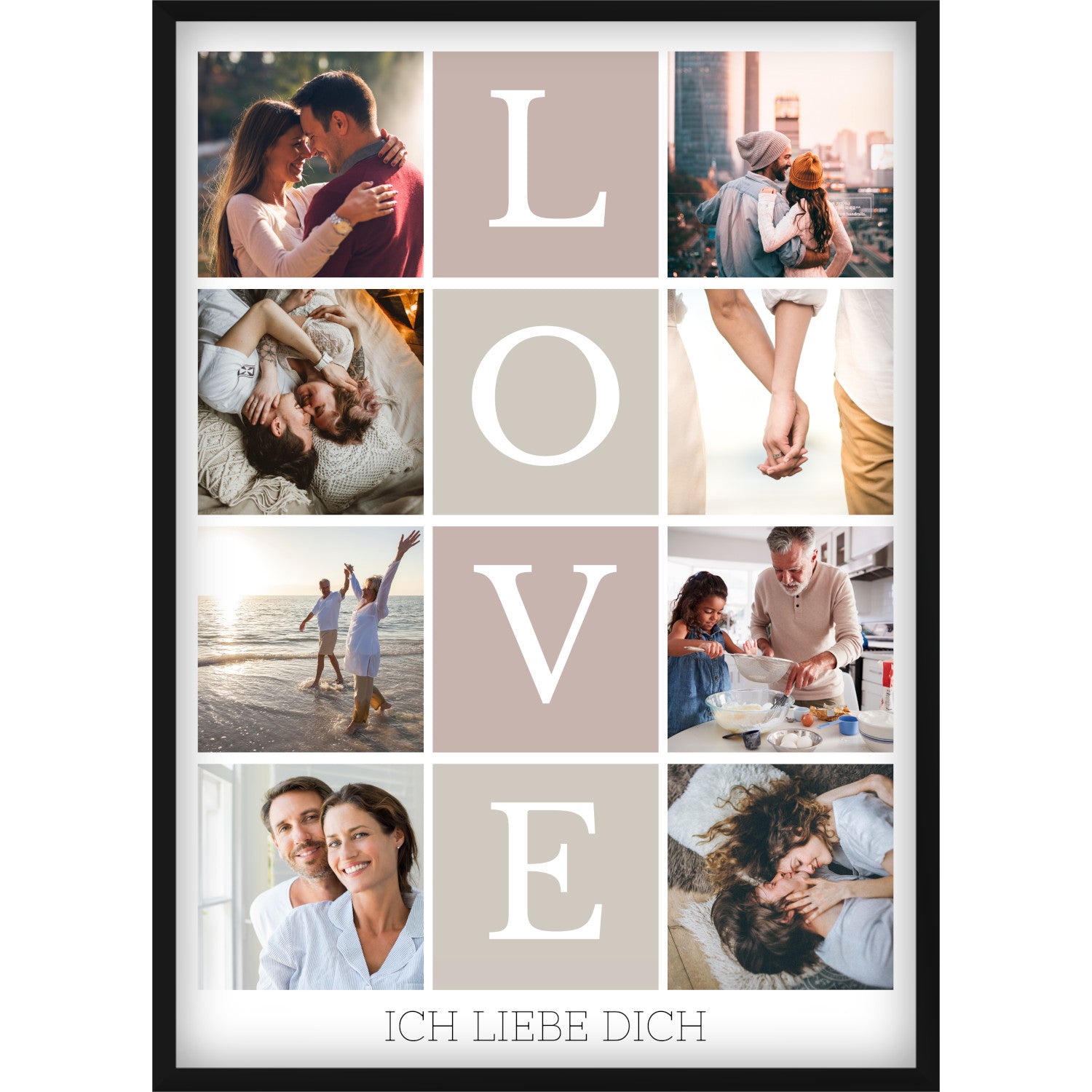 Personalisiertes LOVE Foto-Collage Poster – Individuelles Geschenk mit 8 Fotos & „Ich liebe dich“ Spruch zum Jahrestag, Valentinstag oder Geburtstag
