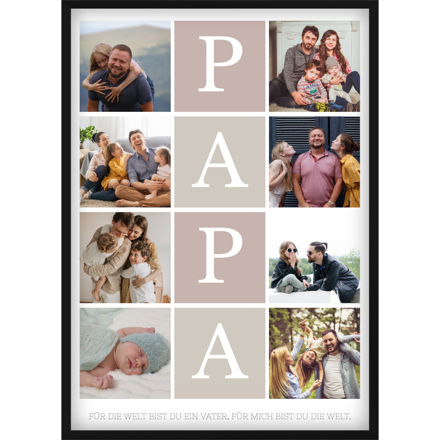 Personalisiertes Papa Foto-Collage Poster – Individuelles Geschenk mit 8 Fotos & emotionalem Spruch zum Vatertag, Geburtstag oder als Überraschung