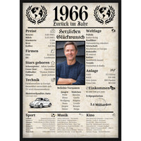 Personalisiertes Poster zum 60. Geburtstag Geschenk – Zeitung 1966 mit eigenem Foto & Name