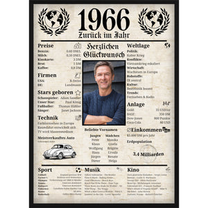 Personalisiertes Poster zum 60. Geburtstag Geschenk – Zeitung 1966 mit eigenem Foto & Name
