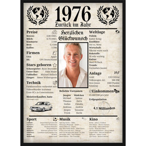 Personalisiertes Poster zum 50. Geburtstag Geschenk – Zeitung 1976 mit eigenem Foto & Name