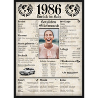 Personalisiertes Poster zum 40. Geburtstag Geschenk – Zeitung 1986 mit eigenem Foto & Name