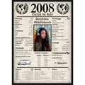 Personalisiertes Poster zum 18. Geburtstag Geschenk – Zeitung 2008 mit eigenem Foto & Name