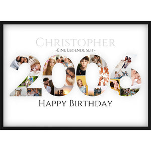 Fotocollage 20. Geburtstag – Personalisiertes Poster mit Fotos & Name | Geschenk zum 20 Geburtstag | Jahreszahl 2006