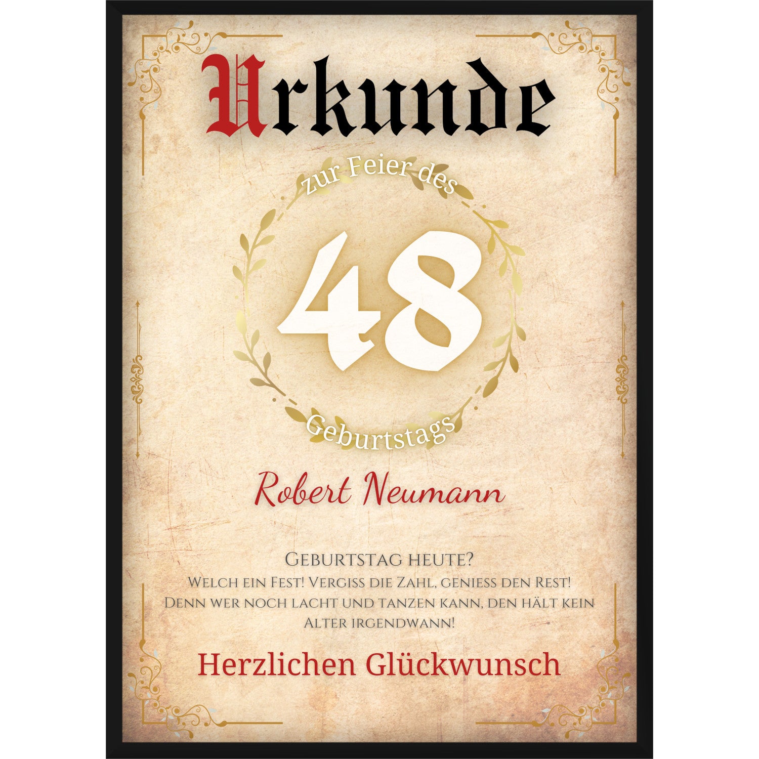 Vintage Geburtstags-Poster – Personalisierte Urkunde im Retro Design mit Name und Alter