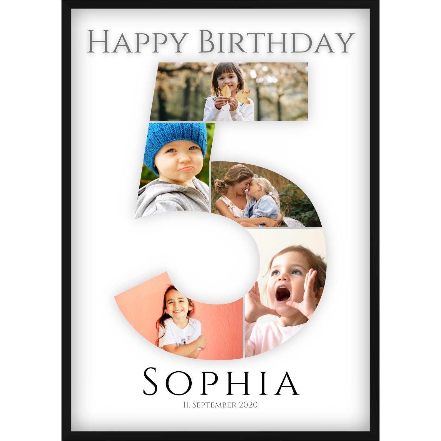 Fotocollage 5. Geburtstag – Personalisiertes Poster mit Fotos & Name | Geschenk zum 5 Geburtstag