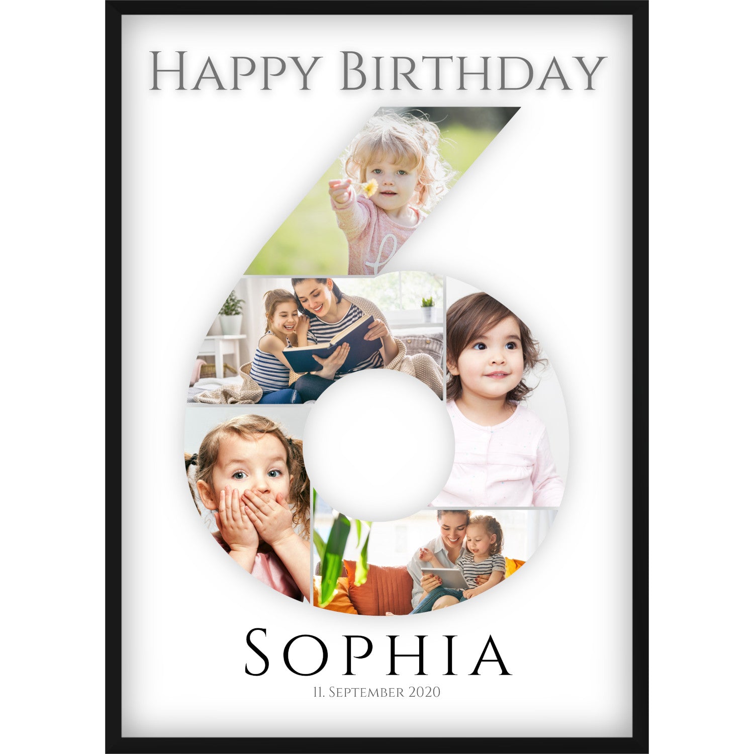 Fotocollage 6. Geburtstag – Personalisiertes Poster mit Fotos & Name | Geschenk zum 6 Geburtstag