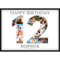 Fotocollage 12. Geburtstag – Personalisiertes Poster mit Fotos & Name | Geschenk zum 12 Geburtstag