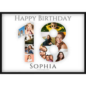 Fotocollage 18. Geburtstag – Personalisiertes Poster mit Fotos & Name | Geschenk zum 18 Geburtstag