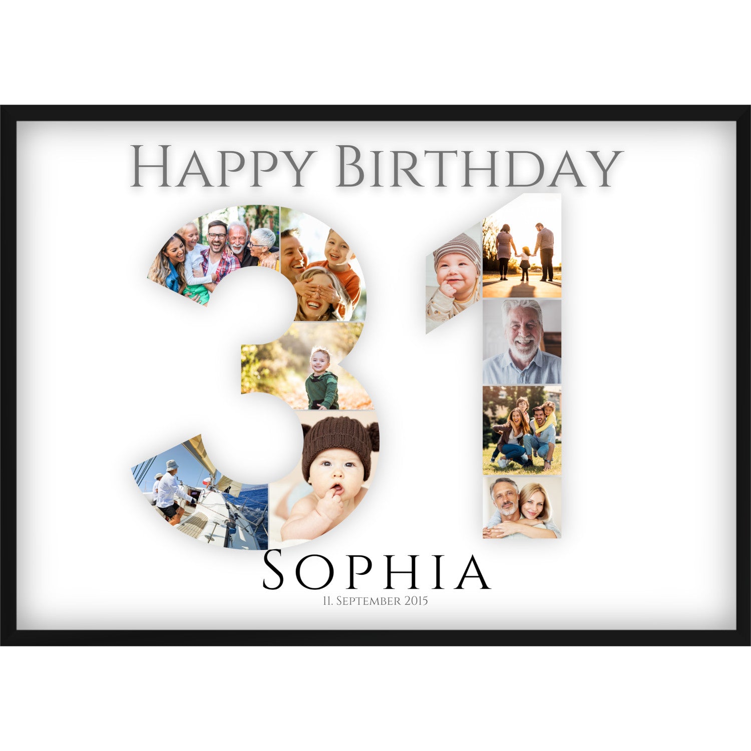 Fotocollage 31. Geburtstag – Personalisiertes Poster mit Fotos & Name | Geschenk zum 31 Geburtstag