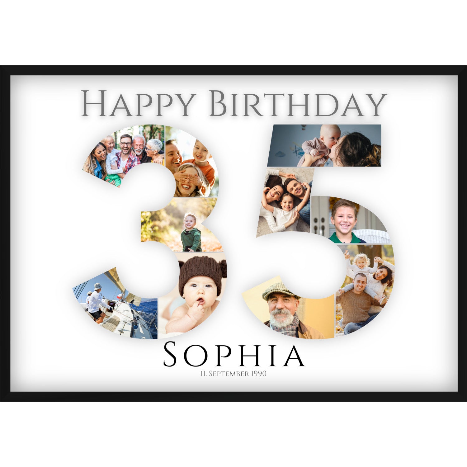 Fotocollage 35. Geburtstag – Personalisiertes Poster mit Fotos & Name | Geschenk zum 35 Geburtstag