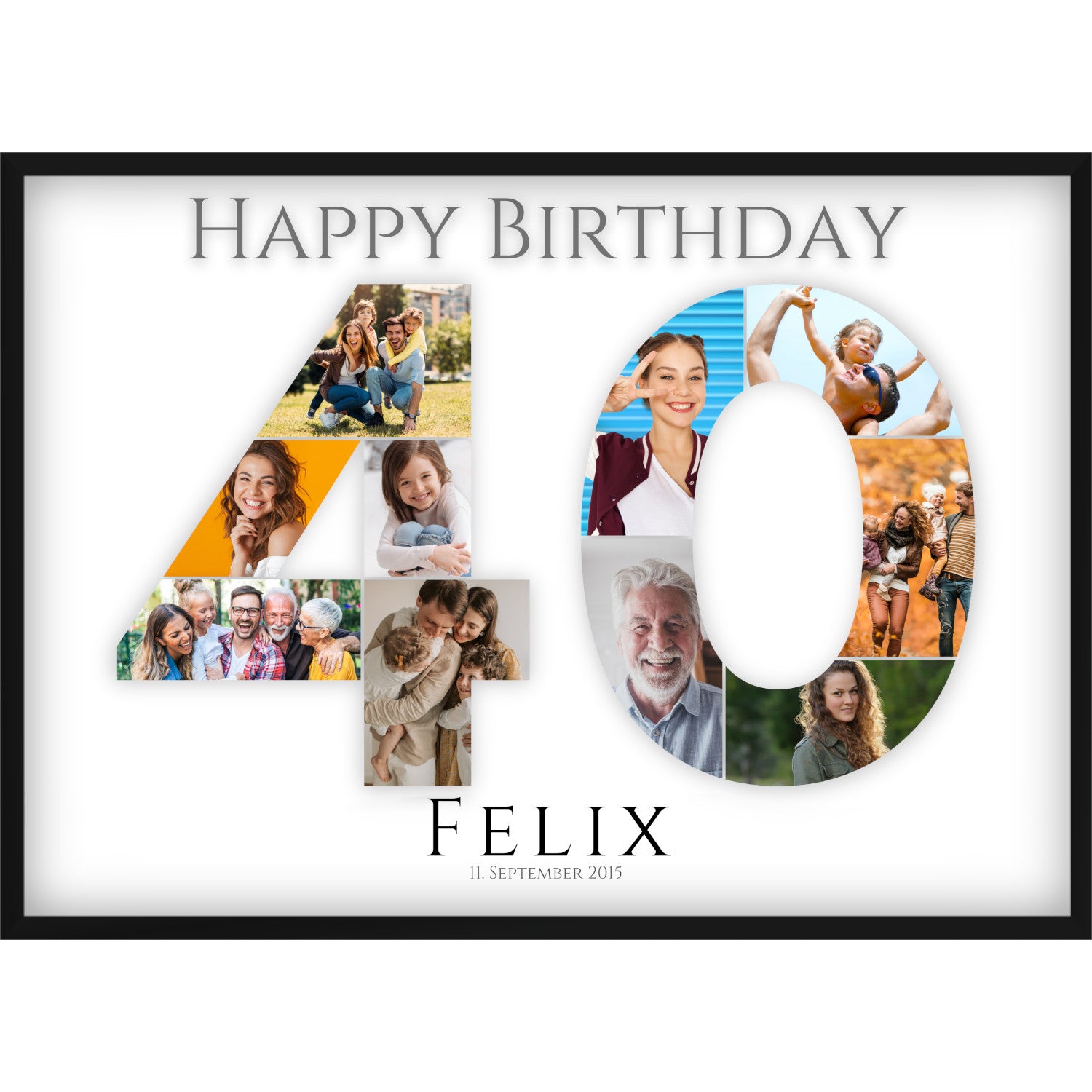 Fotocollage 40. Geburtstag – Personalisiertes Poster mit Fotos & Name | Geschenk zum 40 Geburtstag