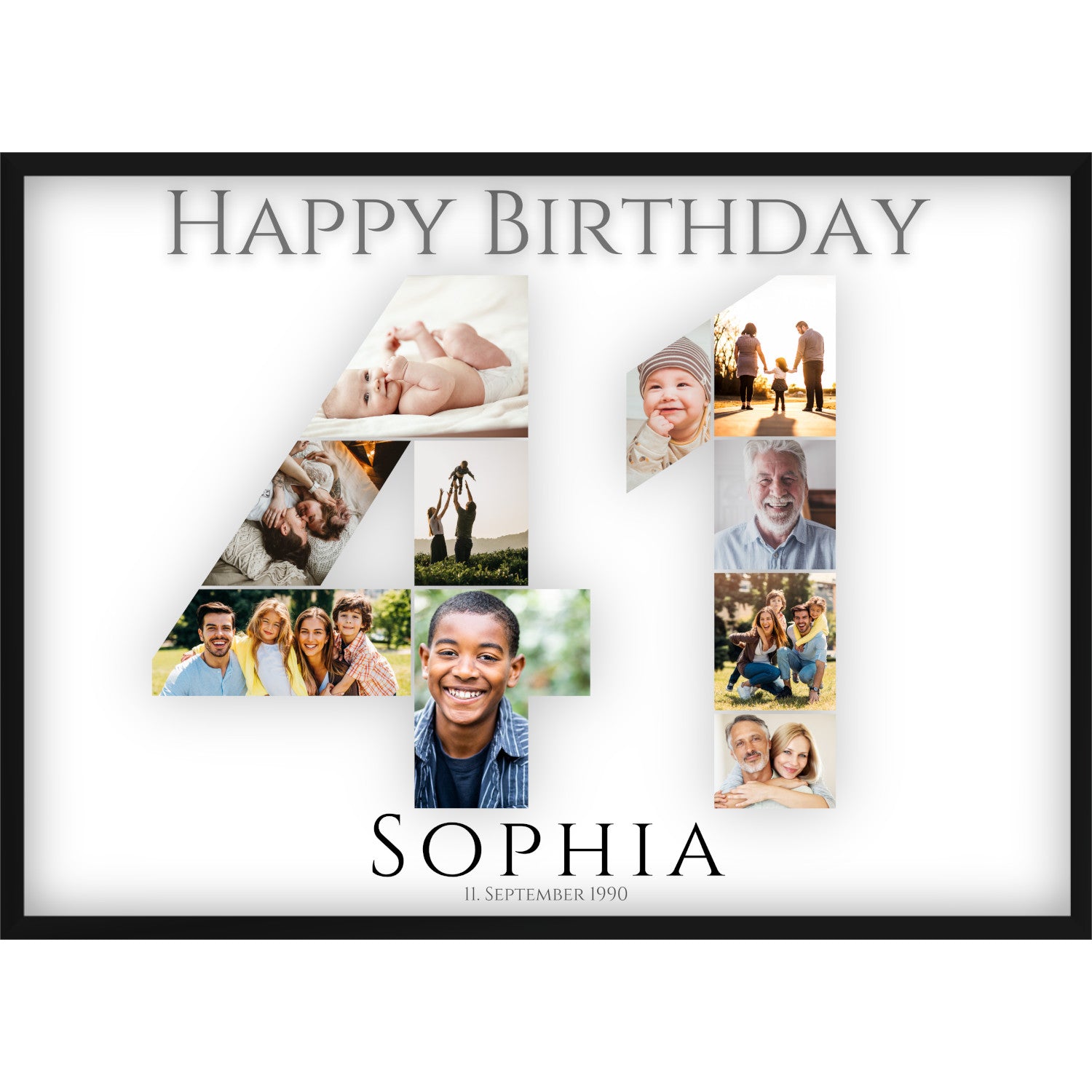 Fotocollage 41. Geburtstag – Personalisiertes Poster mit Fotos & Name | Geschenk zum 41 Geburtstag