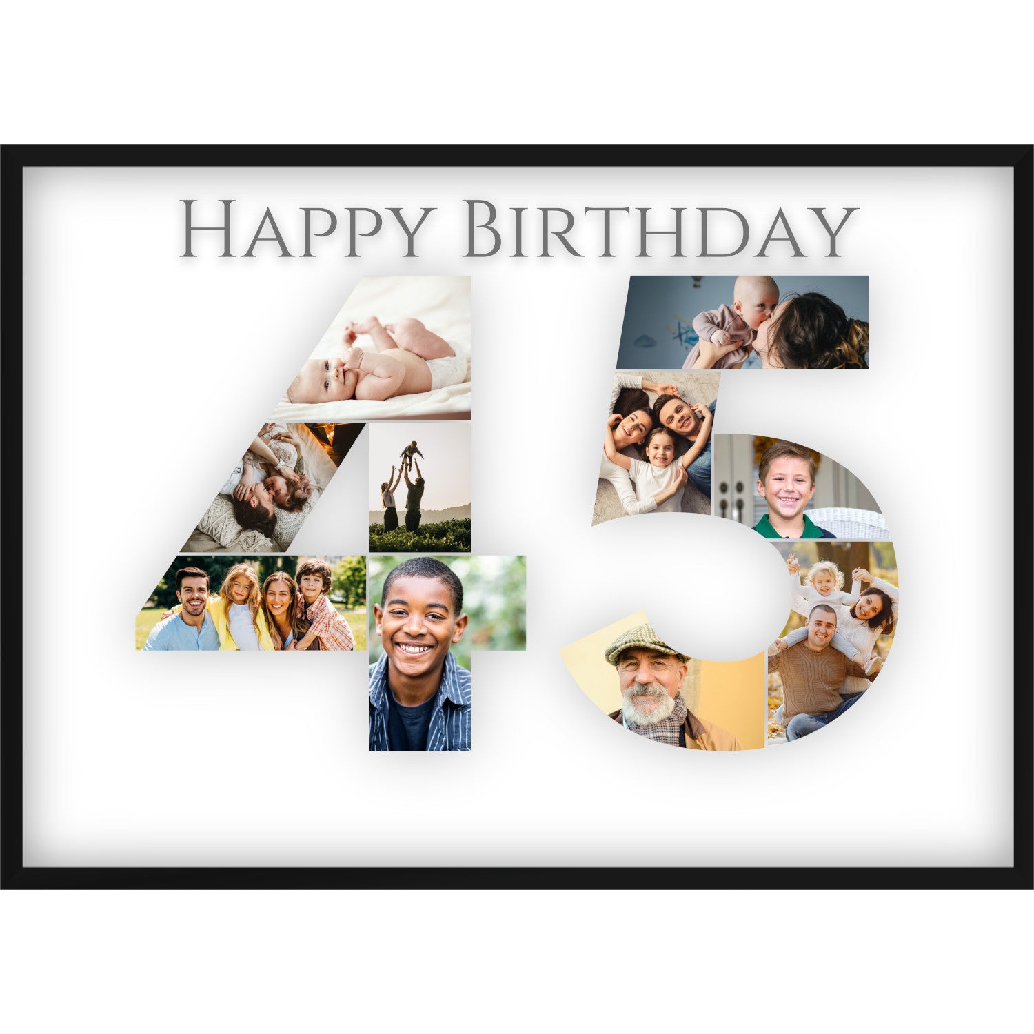Fotocollage 45. Geburtstag – Personalisiertes Poster mit Fotos & Name | Geschenk zum 45 Geburtstag
