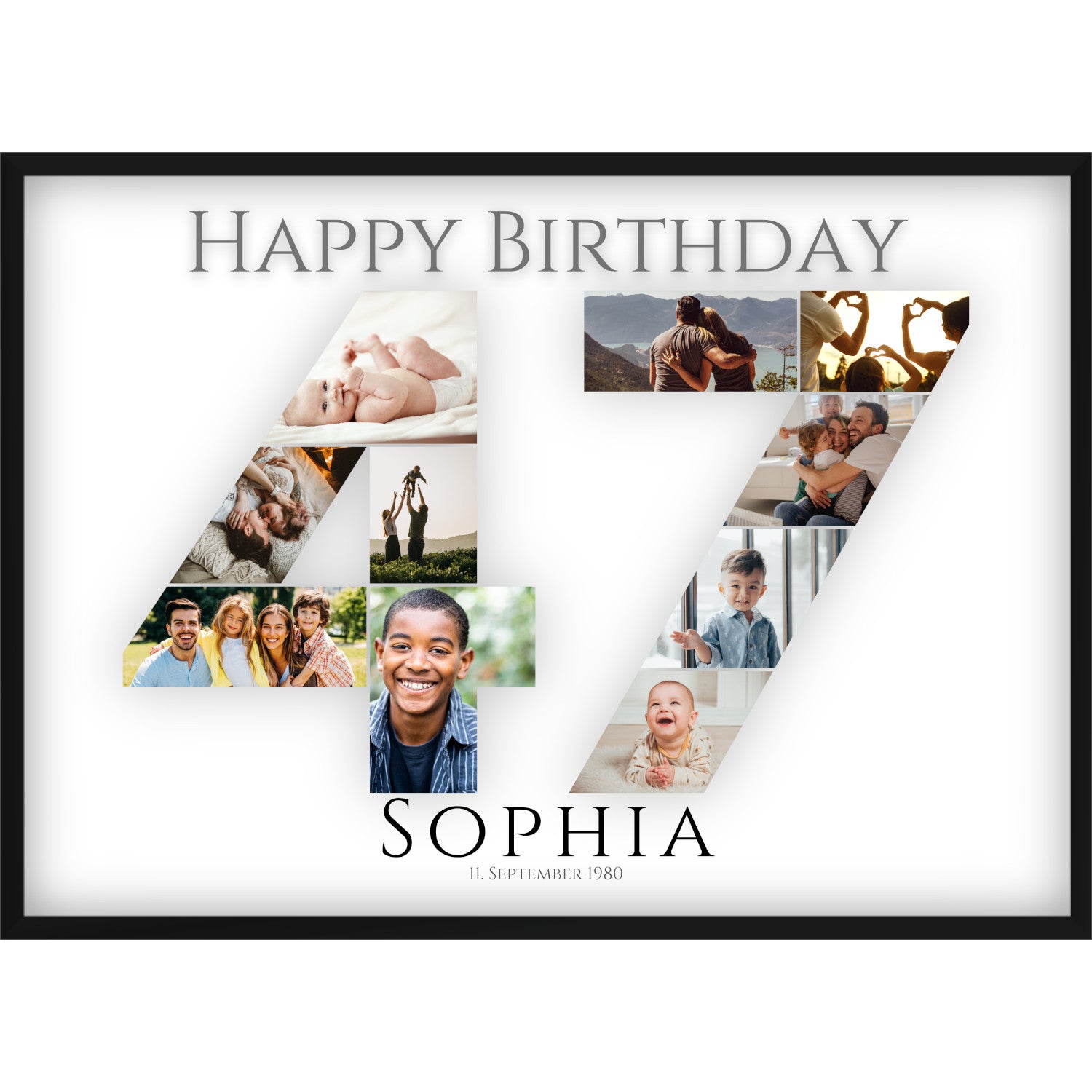 Fotocollage 47. Geburtstag – Personalisiertes Poster mit Fotos & Name | Geschenk zum 47 Geburtstag