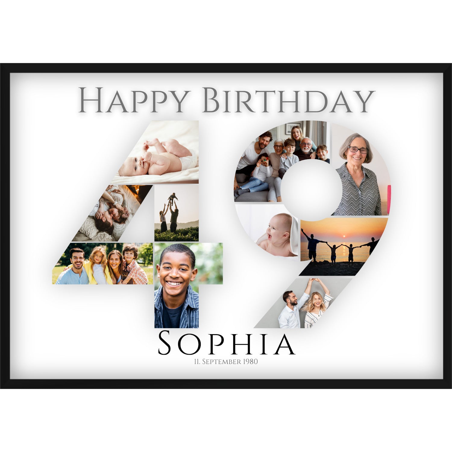 Fotocollage 49. Geburtstag – Personalisiertes Poster mit Fotos & Name | Geschenk zum 49 Geburtstag