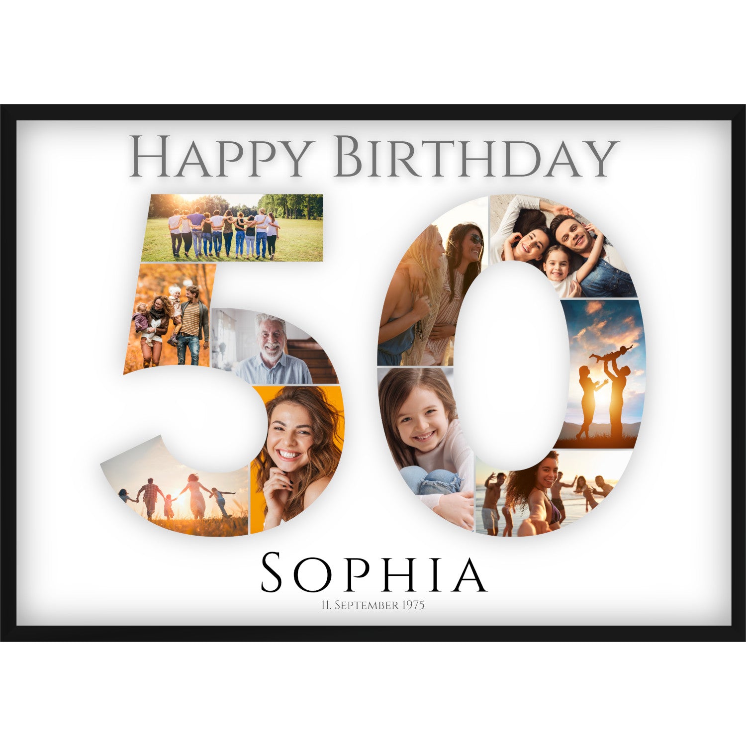 Fotocollage 50. Geburtstag – Personalisiertes Poster mit Fotos & Name | Geschenk zum 50 Geburtstag