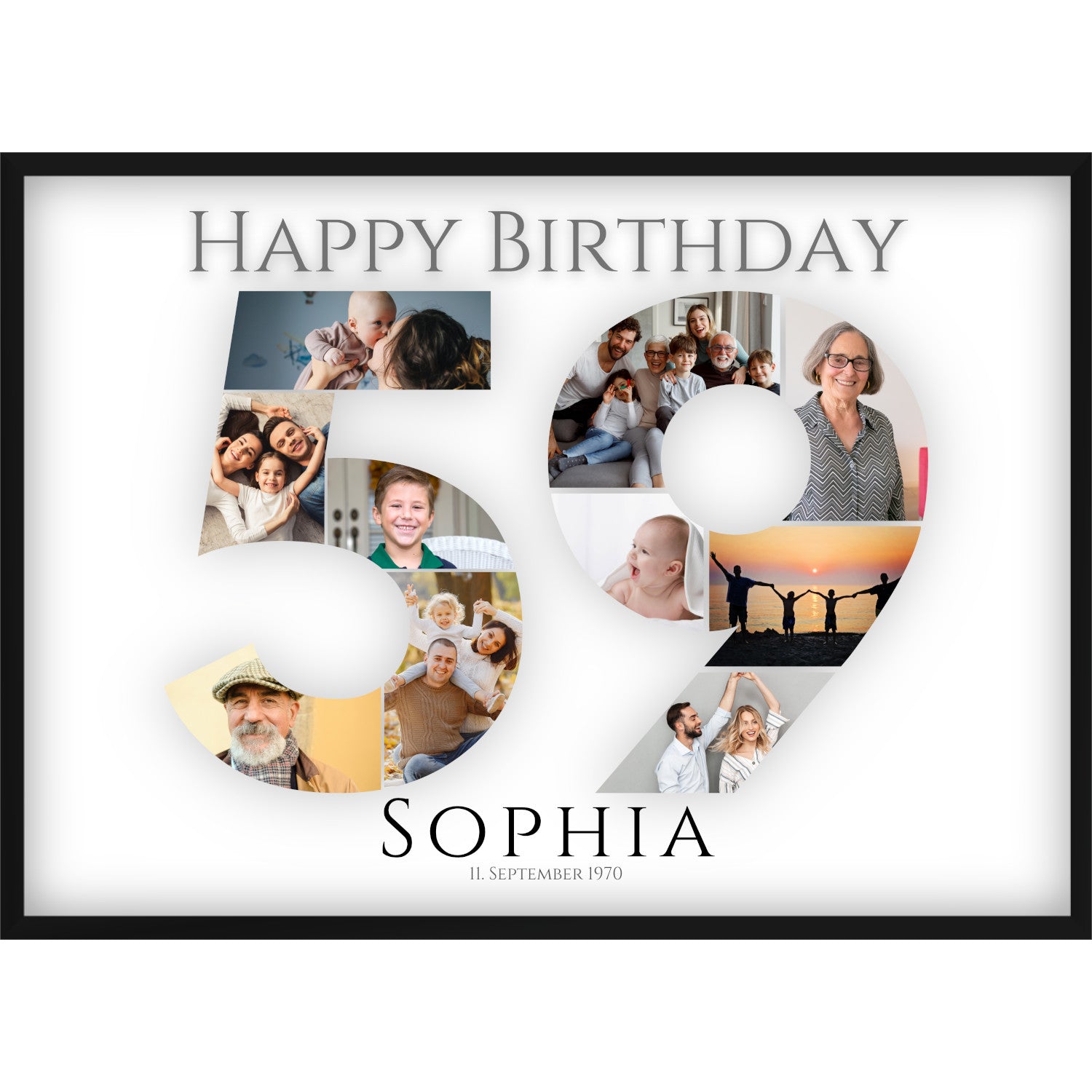 Fotocollage 59. Geburtstag – Personalisiertes Poster mit Fotos & Name | Geschenk zum 59 Geburtstag