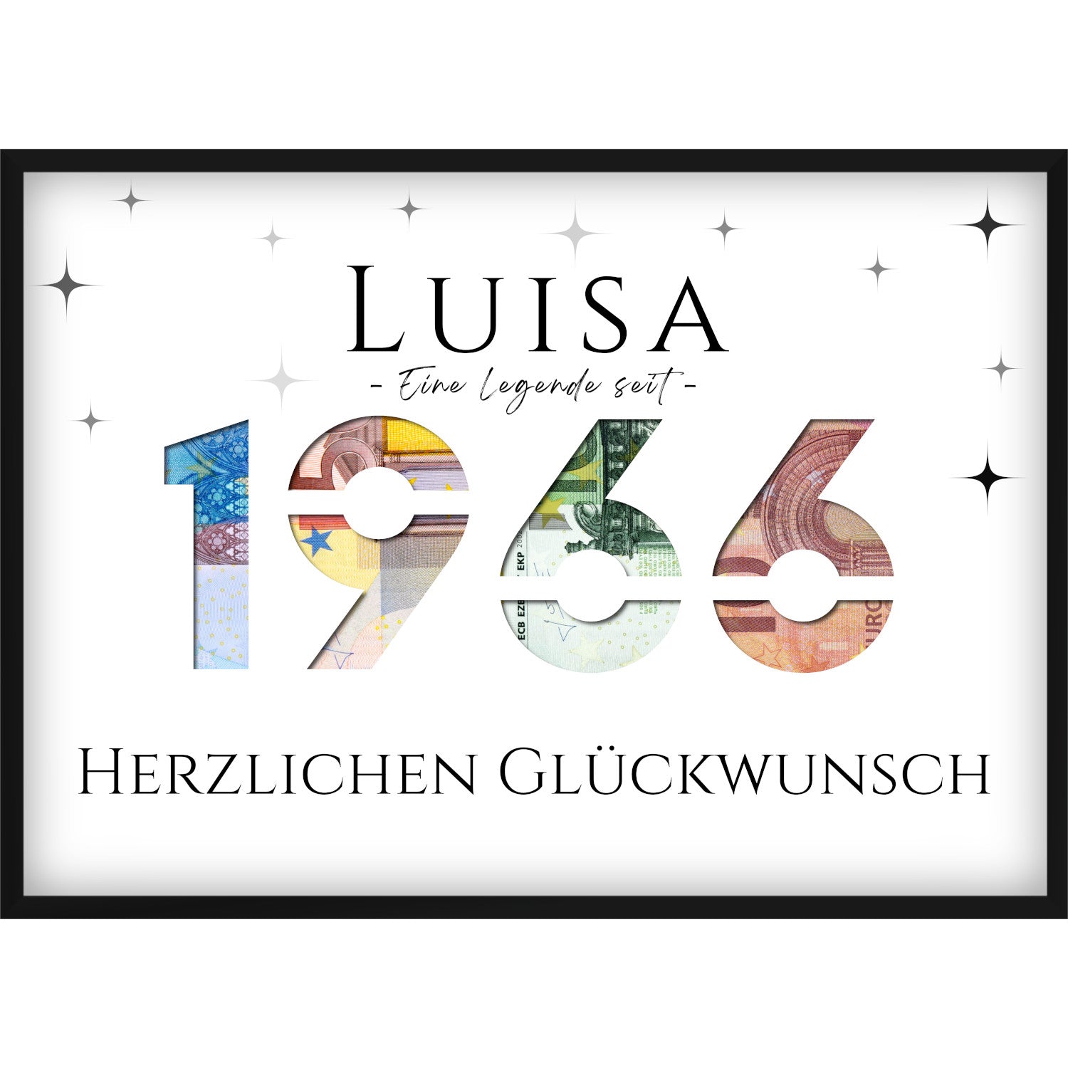 Geldgeschenk zum 60. Geburtstag 1966 – Personalisiertes Poster mit Jahreszahl & Name