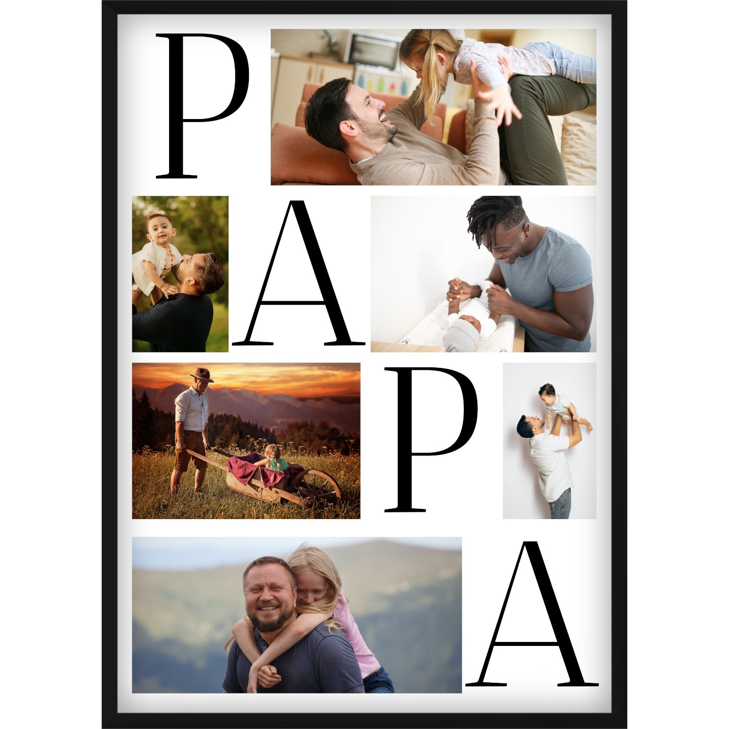 Personalisierte Papa Foto-Collage zum Vatertag, Geburtstag oder als Überraschung – Individuelles Geschenk mit 6 Fotos